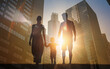 © kieferpix - Family walking holding Childs hand in the city, future hope, generation, family bond, parenting, raising chid concept