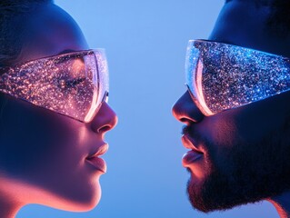 Sticker - two people in futuristic glasses