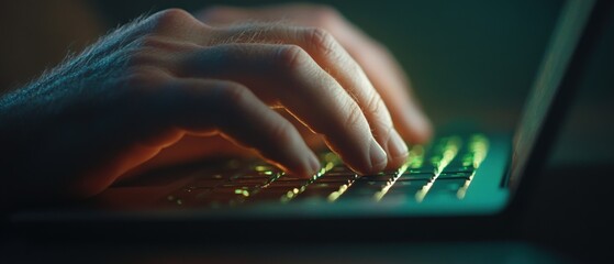 Hands Typing on a Laptop Keyboard