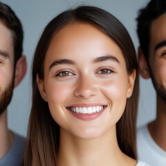 Wall Mural - beautiful woman smiling with friends