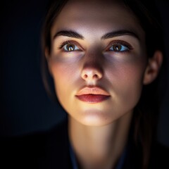 Wall Mural - woman's face illuminated by light