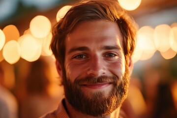 Wall Mural - close-up portrait of a smiling man with beard