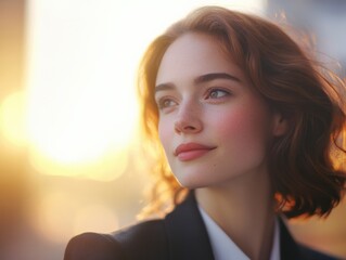 Wall Mural - portrait of a woman with red hair looking away