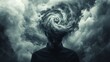 © sangkribo - Stormy Mind, Abstract Portrait, Dark Clouds, Mental Distress