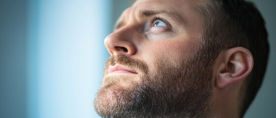 Sticker - Man Looking Upward with Pensive Expression