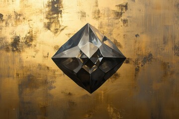 Wall Mural - Diamond like object hovering over gold and brown background