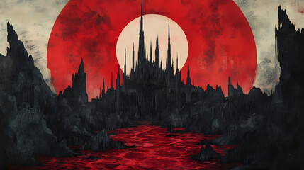 Wall Mural - infernal citadel dark fortress