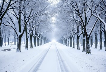 Wall Mural - road in the snow