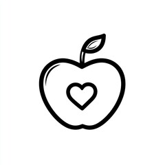 Canvas Print - Simple apple icon with heart, graphic design