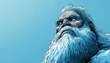 © Cedric - Ein wütender, mythologischer Charakter mit vollem Bart und eisblauem Hintergrund.