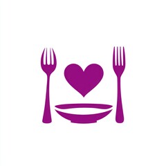 Wall Mural - Purple Heart-Shaped Food Symbol