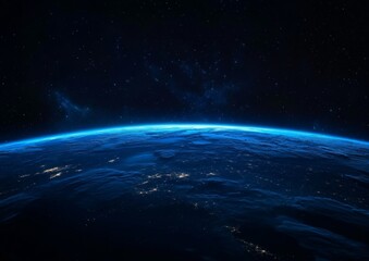 Wall Mural - earthrise, space, night, planet, blue, horizon, stars, atmosphere, darkness, background, exploration