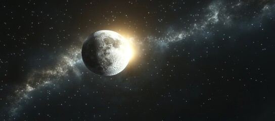 Wall Mural - gibbous moon space background, cosmic nebula, wallpaper