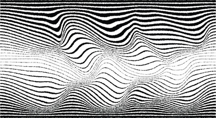 Aufkleber - Glitch effect . Distorted speed lines .Abstract flow lines background . Fluid wavy shape .Rough edges .Striped linear pattern . Music sound wave . Vector illustration 
