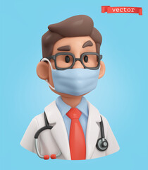 doctor 3d render vector icon