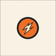 Sticker - Abstract graphic design, lightning bolt, orange circle, simple, vector, graphic, modern, art