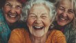 © Wasabi - three elderly women smiling joyfully together.