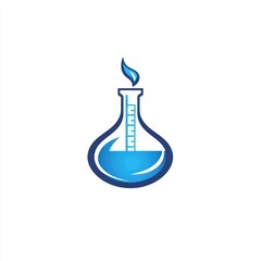 Wall Mural - Scientific experiment flask, chemical lab icon, isolated on white. Possible use scientific illustration or educational material