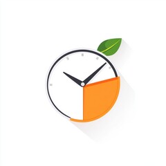 Sticker - Time Management, Orange Slice Clock, Efficient Work, Minimalist Design, Stock Photo