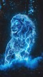 © Chaaim - Majestic Lion Surrounded by Electric Blue Energy in a Dark Forest
