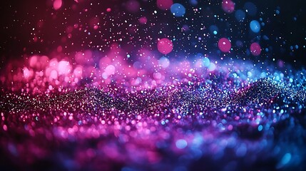 Sticker - Pink and blue glitter bokeh background, festive backdrop, design element