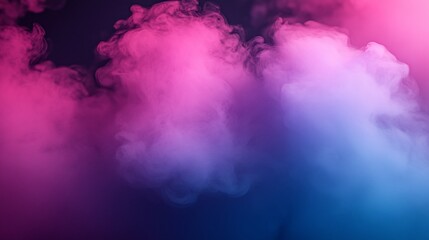 Wall Mural - Pink and blue smoke swirls, dark background, abstract art, design element