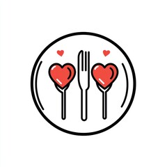 Wall Mural - Heart-shaped food icon on plate