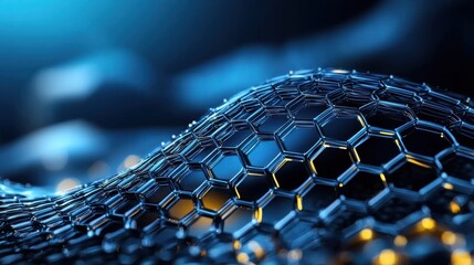 Aufkleber - A blue and yellow patterned surface with a lot of hexagons