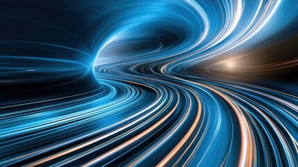 Poster - A blue and orange spiral with a white sun in the background