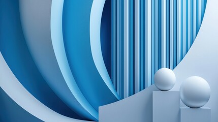 Poster - A blue and white design with a wave pattern