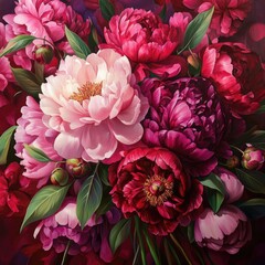 Sticker - Vibrant Peonies in a Floral Bouquet