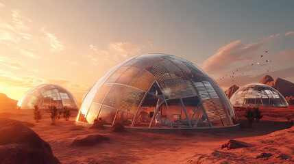 Wall Mural - beneath dusty futuristic mars colony