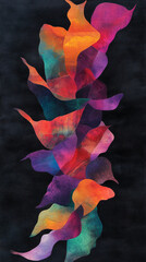 Leinwandbilder - Abstract art depicting vibrant, flowing colorful shapes in shades of orange, purple, and teal, symbolizing movement, energy, and transformation in an expressive digital painting.