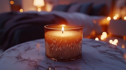 Canvas Print - Romantic bedroom candlelight, cozy night, relaxing ambiance, interior design