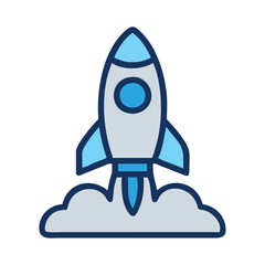 Wall Mural - space exploration rocket takeoff icon