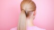 © MAKASIHMAS SIDNEY - Woman's back ponytail, pink background, hairstyle, style, portrait, studio shot