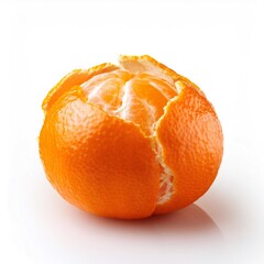 Sticker - Ripe tangerine peeling back, exposing vibrant orange segments against crisp white backdrop