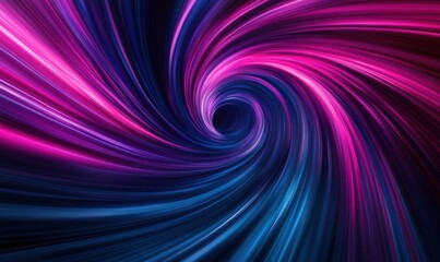 Wall Mural - dynamic light trails of vivid magenta and cyan creating a circular vortex, set against a minimalist,