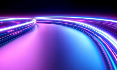 Canvas Print - Abstract Neon Light Curves