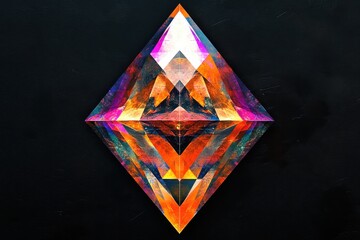 Wall Mural - Abstract diamond shape comprised of colorful geometric patterns