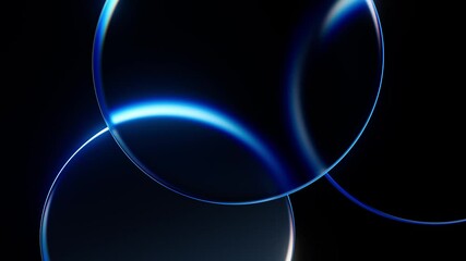 Wall Mural - bright blue abstract background with glass circles animation. neutral texture with light motion. sim