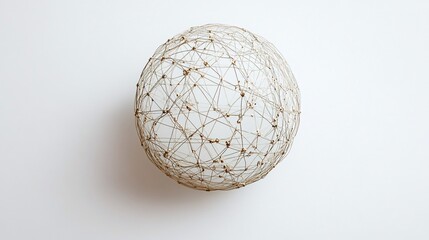 Wall Mural - abstract spherical structure made of interconnected lines against a minimalistic background