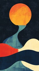 Leinwandbilder - Abstract background with organic shapes flowing under a textured sun