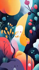 Poster - Abstract floral background design with organic shapes and gradient colors