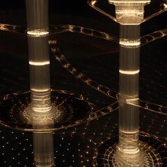 Wall Mural - glowing futuristic light tube pathways