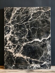 Leinwandbilder - Textured Marble Surface in Elegant Black and White Color Scheme for Design Use : Generative AI
