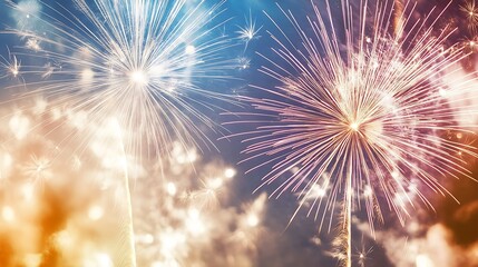Leinwandbilder - Stunning Fireworks Display Illuminating the Night Sky in Colorful Splendor : Generative AI