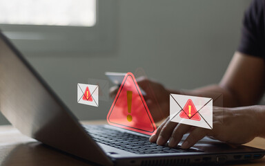 Aufkleber - Scam credit fraud card alert internet money security online crime cyber data theft hacker phishing protection digital information password attack technology stealing risk email warning on laptop.