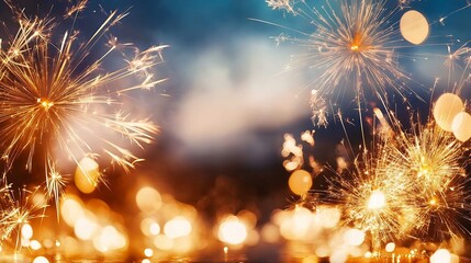 Leinwandbilder - Vibrant sparkling fireworks lighting up the night sky in a stunning display : Generative AI