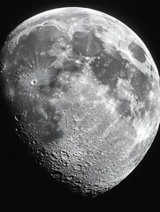 Aufkleber - Stunning Close-Up of the Moon's Surface Detailing Craters and Texture in Monochrome : Generative AI